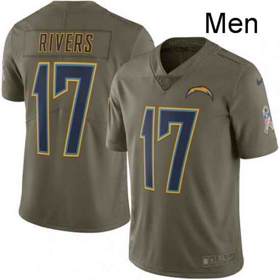 Men Nike Los Angeles Chargers 17 Philip Rivers Limited Olive 2017 Salute to Service NFL Jersey